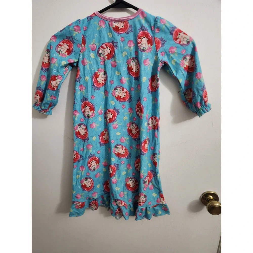 Disney Princess Ariel Little Mermaid Nightgown Blue Fleece Toddler Size 3T